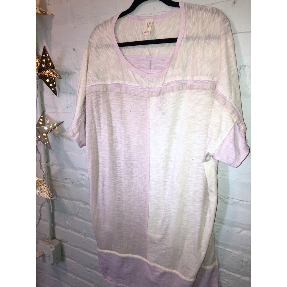 Free People Oversized Color Block Long Slit Tee